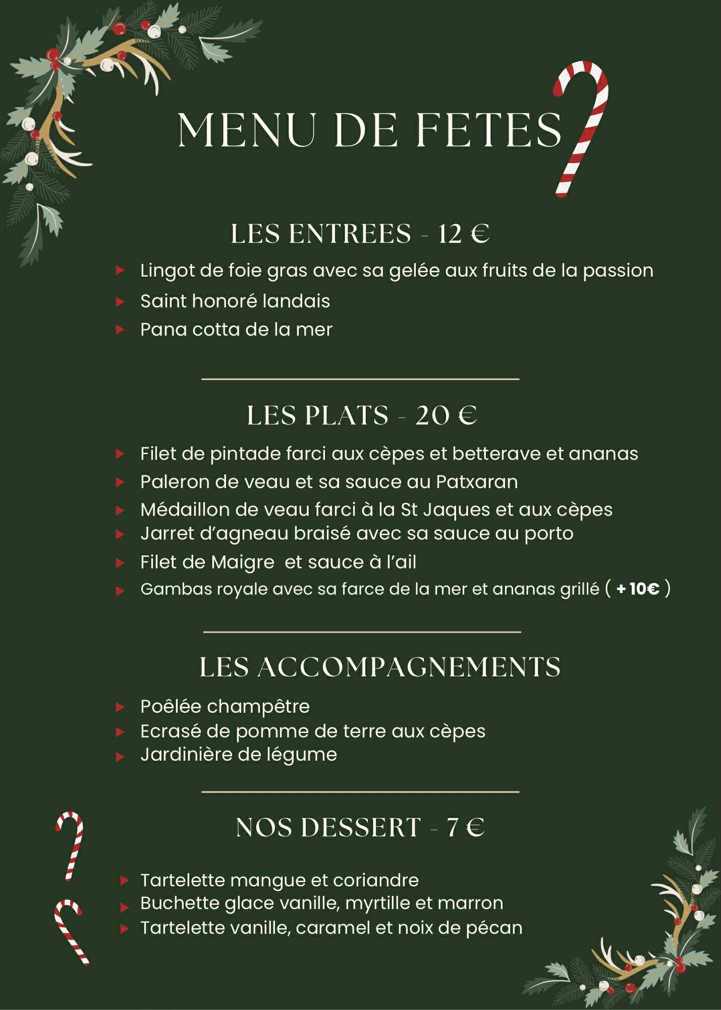 Menu fêtes Noël